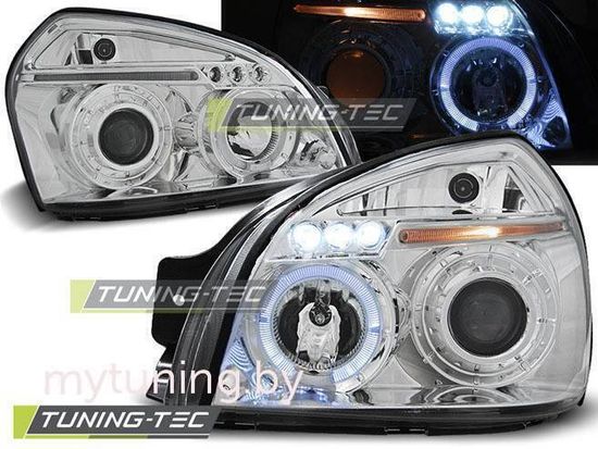 Передние фары Hyundai Tucson angel eyes chrome