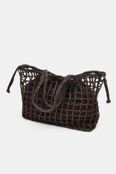 ZARA ПЛЕТЕНАЯ МИНИ-СУМКА-ТОУТ, КОРИЧНЕВЫЙ