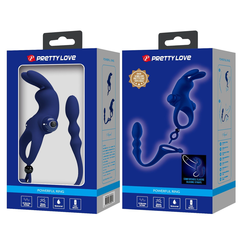 Эрекционное виброкольцо Baile Pretty Love с анальным хвостом, 24,5 см