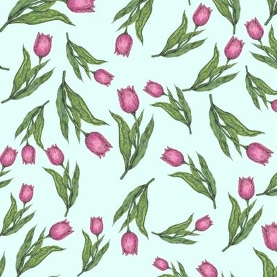 Весенний паттерн с розовыми тюльпанами