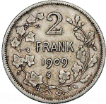 Belgium 2 Frank (Francs) 1909 – King Leopold II (Flemish Legend)