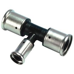 Тройник HENCO переходный уменьшенный в центре, ПВДФ пресс, 63x26x63