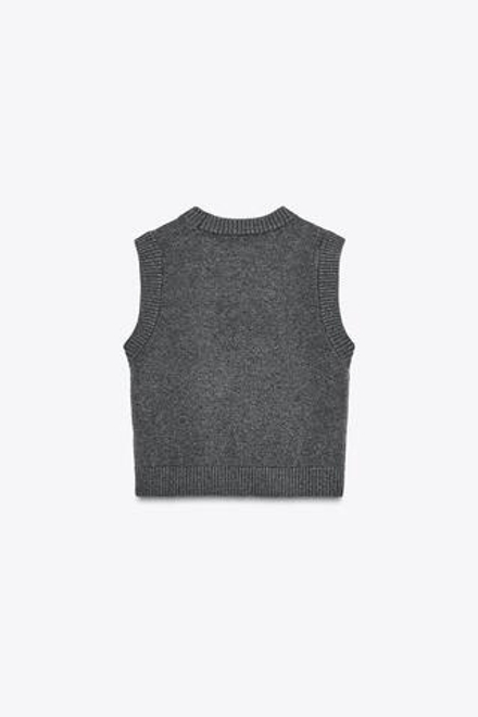 ZARA МЯГКИЙ ТРИКОТАЖНЫЙ ЖИЛЕТ, МЯГКИЙ СЕРЫЙ