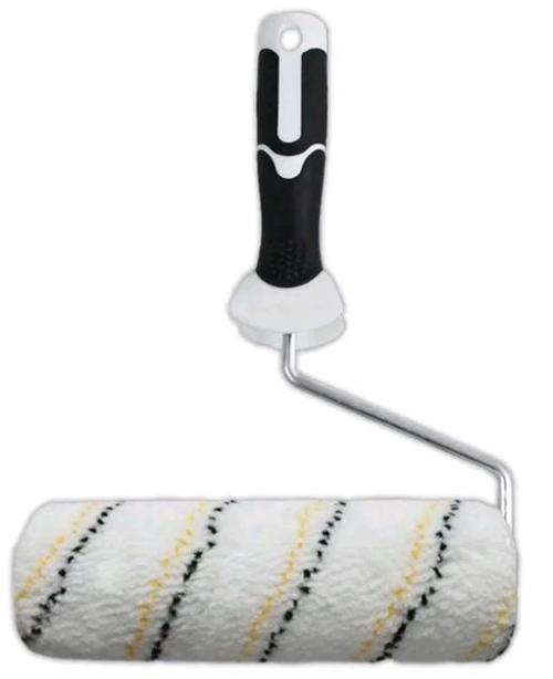 Валик Микрофибра Белый с жел-син пол.180мм, d42мм, d8мм ворс9мм, 2К Black & White Termofusion/480-4180