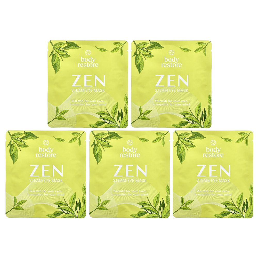 Body Restore, паровая маска для глаз, зеленый чай, 5 упаковок