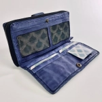 Женский кошелек из натуральной винтажной кожи синего цвета