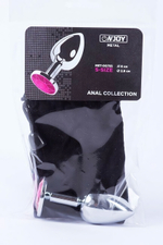 Анальная пробка металлическая серебристая с розовым кристаллом Onjoy Metal Plug Silver Small (Цвет: серебряный с розовым)