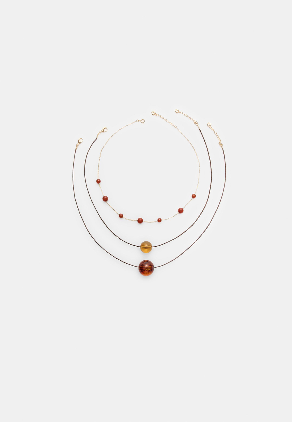 STRADIVARIUS Комплект из 3 ожерелий из бусин, золотой