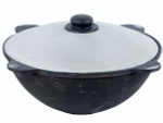 Казан 6л узбекский чугунный с алюминиевой крышкой, плоское дно (г.Наманган)