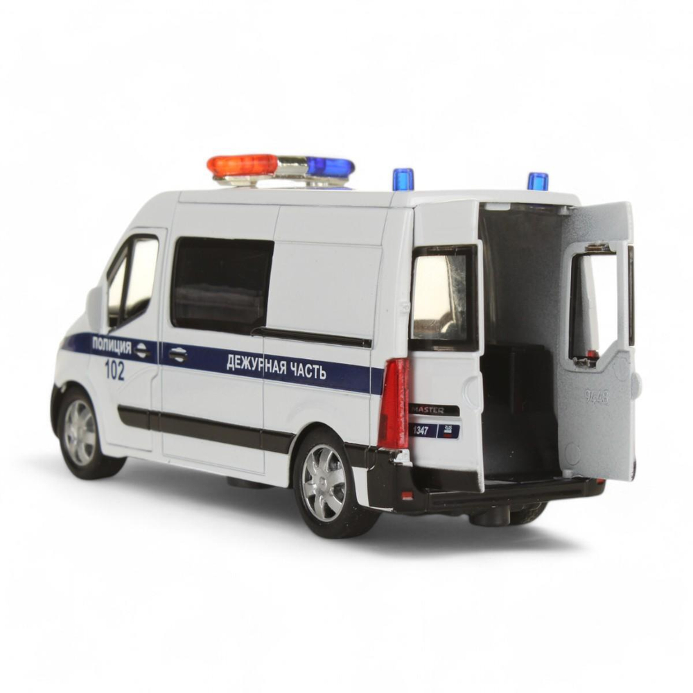 Модель ин. мет. "Renault Master. Полиция" 14см, белый, открыв. дв. коробка MASTER-14POL-WH (Технопарк)