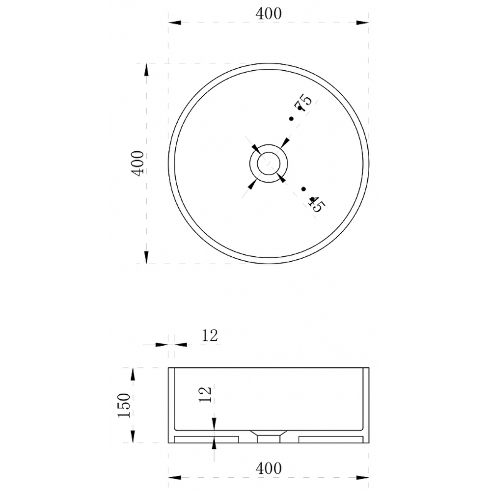 Раковина-чаша Abber Stein 40 AS2612 Белая матовая