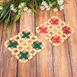 Подставка под горячее бамбуковая «Цветы» 13*13см