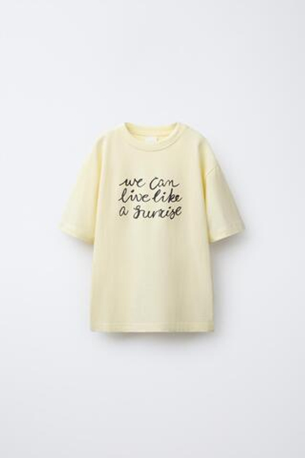 ZARA ФУТБОЛКА С НАДПИСЬЮ, ЖЕЛТЫЙ
