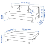 Диван-кровать 3-местный - IKEA ÄLVDALEN/ALVDALEN,  81x82x194см, черный, ЭЛЬВДАЛЕН ИКЕА