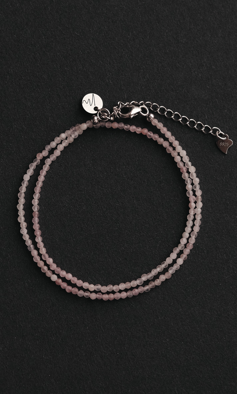 Цепочка "Memo about Love&Luck" из розового кварца 47-54 см