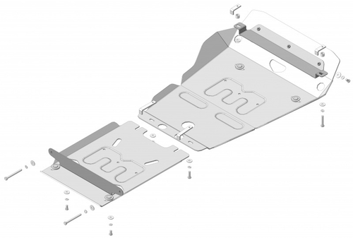 Защита картера Двигателя, Переднего дифференциала, КПП. 5 мм, Алюминий. для Toyota Land Cruiser Prado 150 2017-2023, Toyota Land Cruiser Prado 150 2009-2014, Toyota Land Cruiser Prado 150 2014-2017 MOTODOR.32523