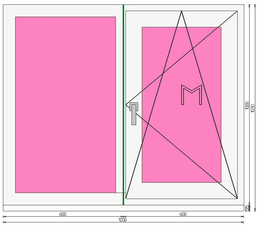 Пластиковое окно 1000 х 1200 ТермА Эко + Москитная сетка