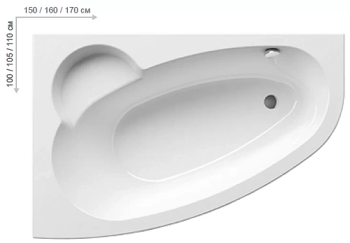 Ванна акриловая Ravak ASYMMETRIC 150X100 белая