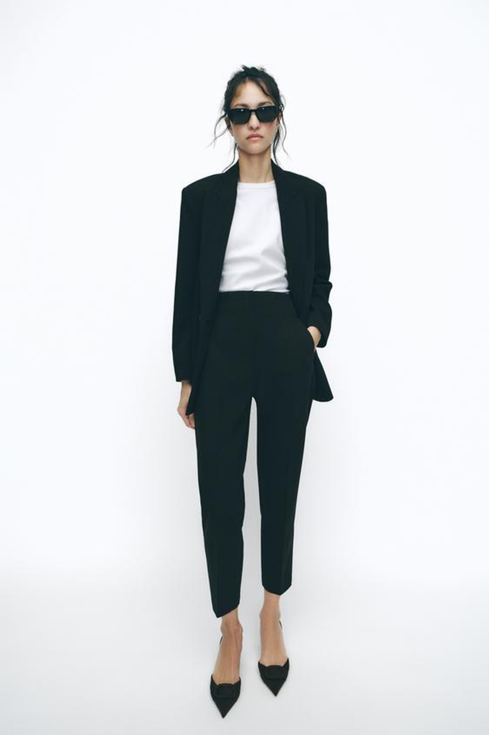 ZARA БРЮКИ С ВЫСОКОЙ ПОСАДКОЙ, ЧЕРНЫЙ