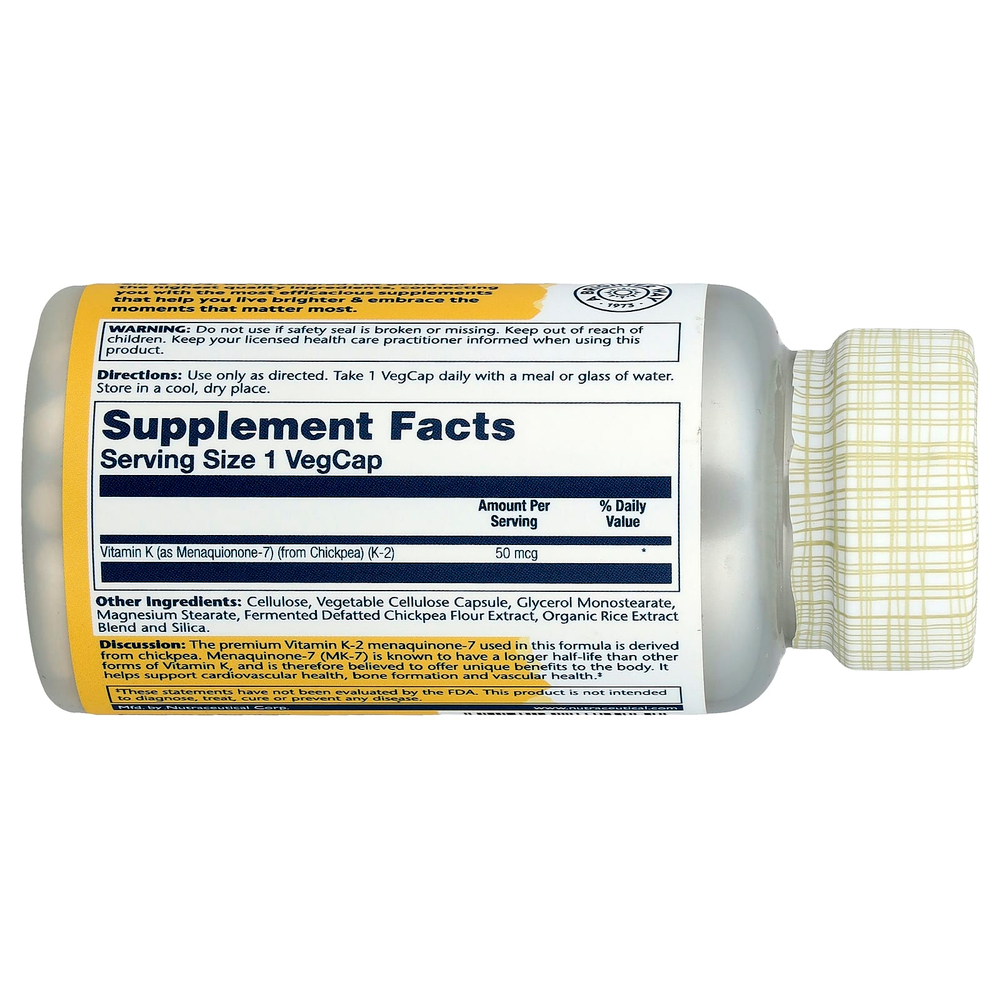 Solaray, менахинон-7, витамин K2, 50 мкг, 60 растительных капсул