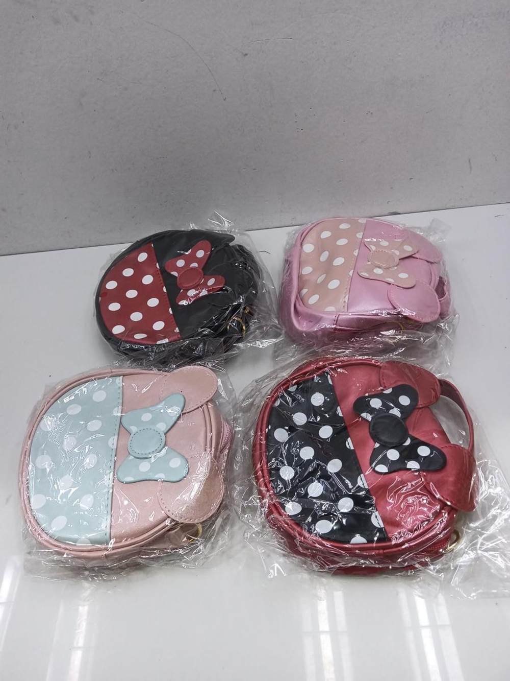 Сумочка детская "Горошек" кожзам 16,5*15,5*6см, круглая, 4 цвета микс