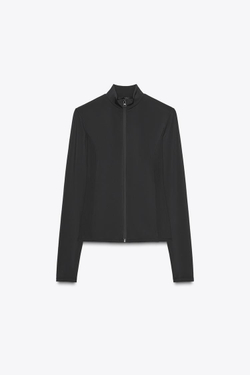 ZARA БЕСШОВНАЯ КУРТКА ИЗ ПОЛИАМИДА, ЧЕРНЫЙ