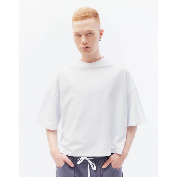 Футболка укороченная оверсайз белая - фото 3