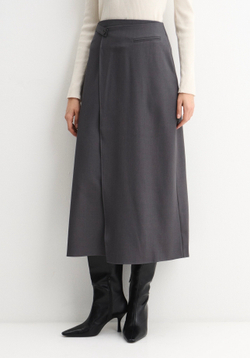 Юбка карандаш с запахом серый
