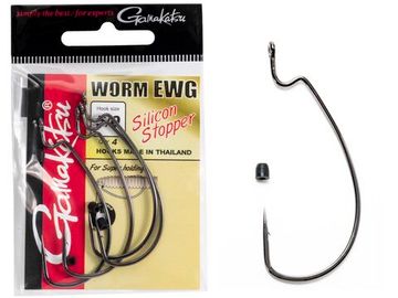 Крючки офсетные Gamakatsu WORM EWG HOOKS SIL STOPPER BLACK разм. 5/0 4шт.