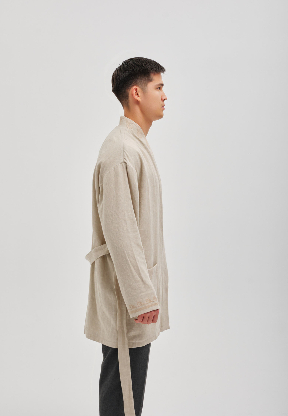 Шапан льняной короткий OYU TOLQYN BEIGE