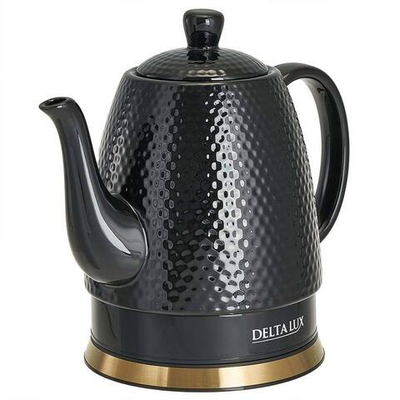 Чайник электрический 1500 Вт, 1,5 л, корпус из фарфора DELTA LUX DE-1021 черный