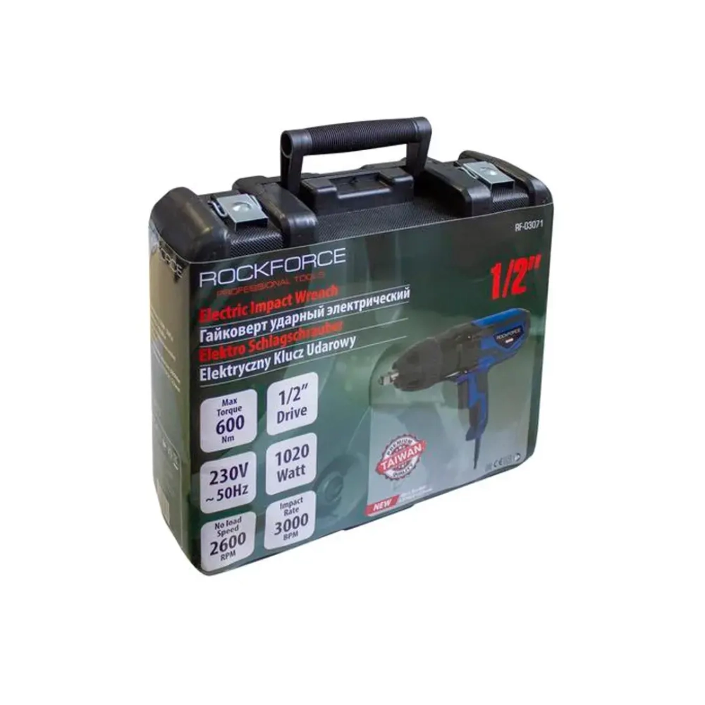 Гайковерт ударный электрический 1/2''(220-240V, 1010W, 500Нм) с комплектом головок (17, 19, 21, 22мм) RockForce##Rock FORCE RF-03071( RF-F-03071)