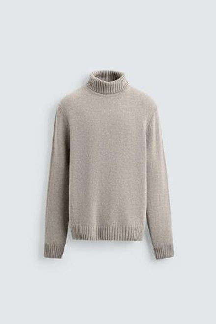 ZARA СВИТЕР С ВЫСОКИМ ВОРОТНИКОМ ИЗ СМЕСОВОЙ ШЕРСТИ, ЭКРЮ МЕЛАНЖ