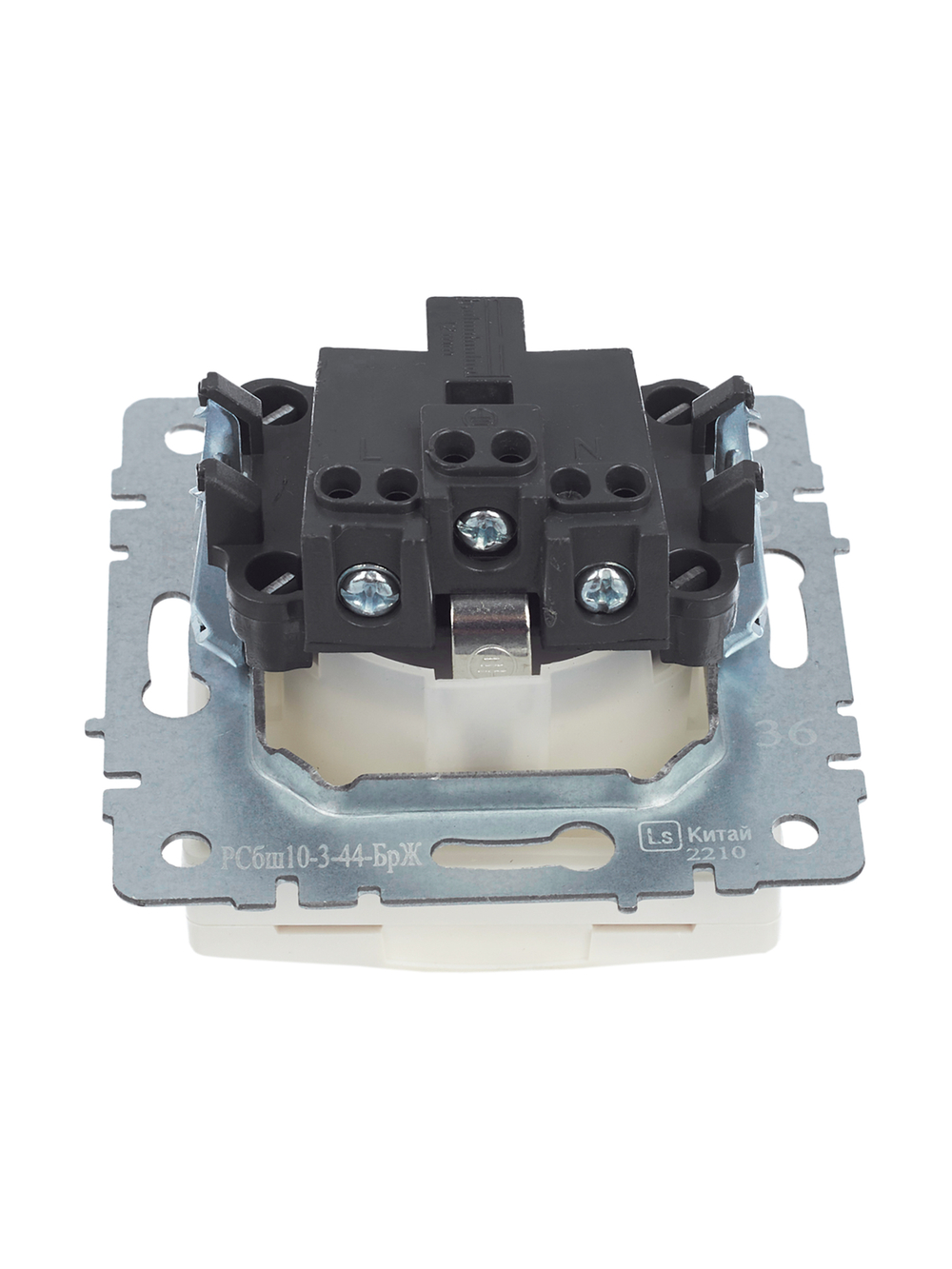 BRITE Розетка 1-местная с заземлением с защитными шторками и крышкой 16А IP44 РСбш10-3-44-БрЖ жемчуг IEK