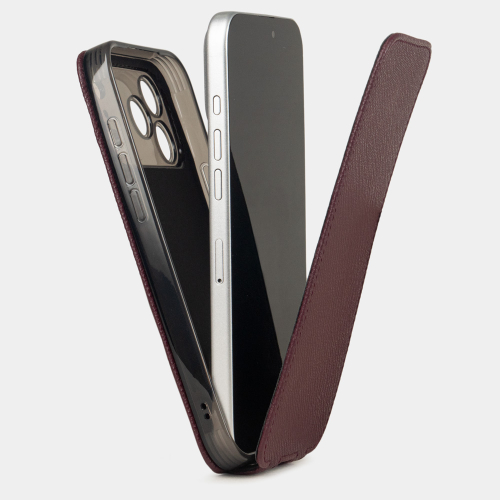 Чехол для iPhone 17 Pro - кожа теленка сафьяно, бордовый