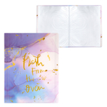 Папка с 60 вкладышами Alingar, А4, 310х235 мм, пластик, 400 мкм, мраморный дизайн с надписью "Fresh", сиреневый