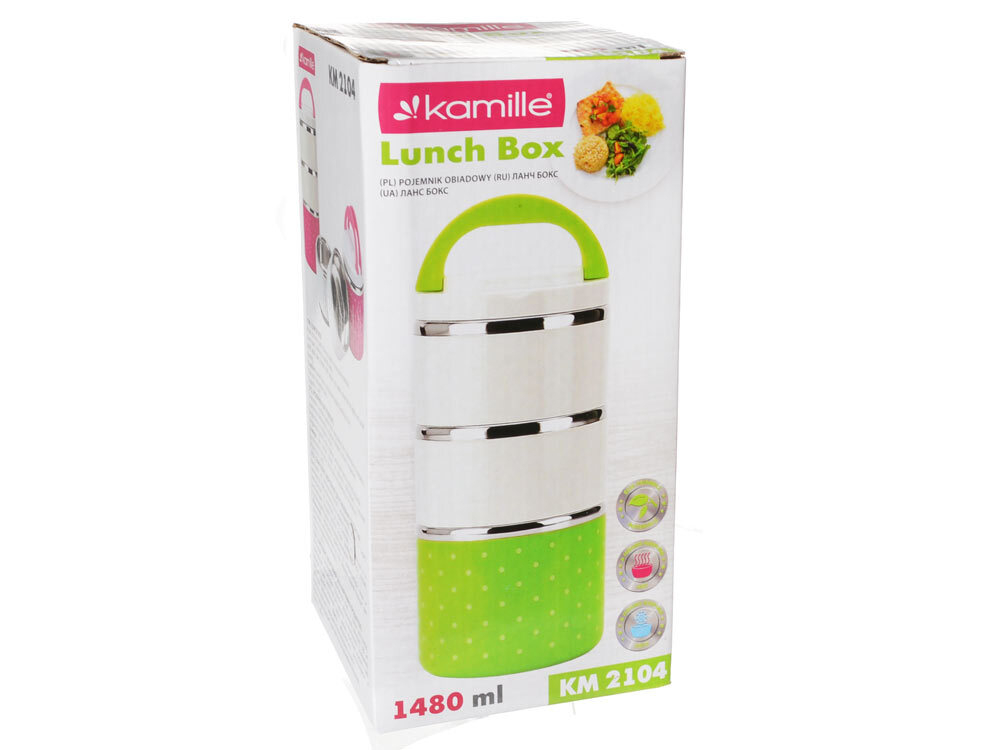 Ланч бокс 1480мл 3 отделения, цвет микс