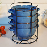 Набор бульонниц 4 предмета 650мл на подставке "Океан