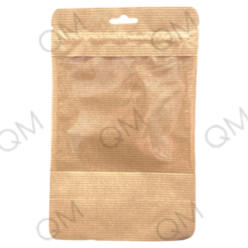 Пакет "Дой Пак" бумажный с ЗИП замком и прозрачным окошком 130*205+(35+35) мм с европодвесом, углы закругл.