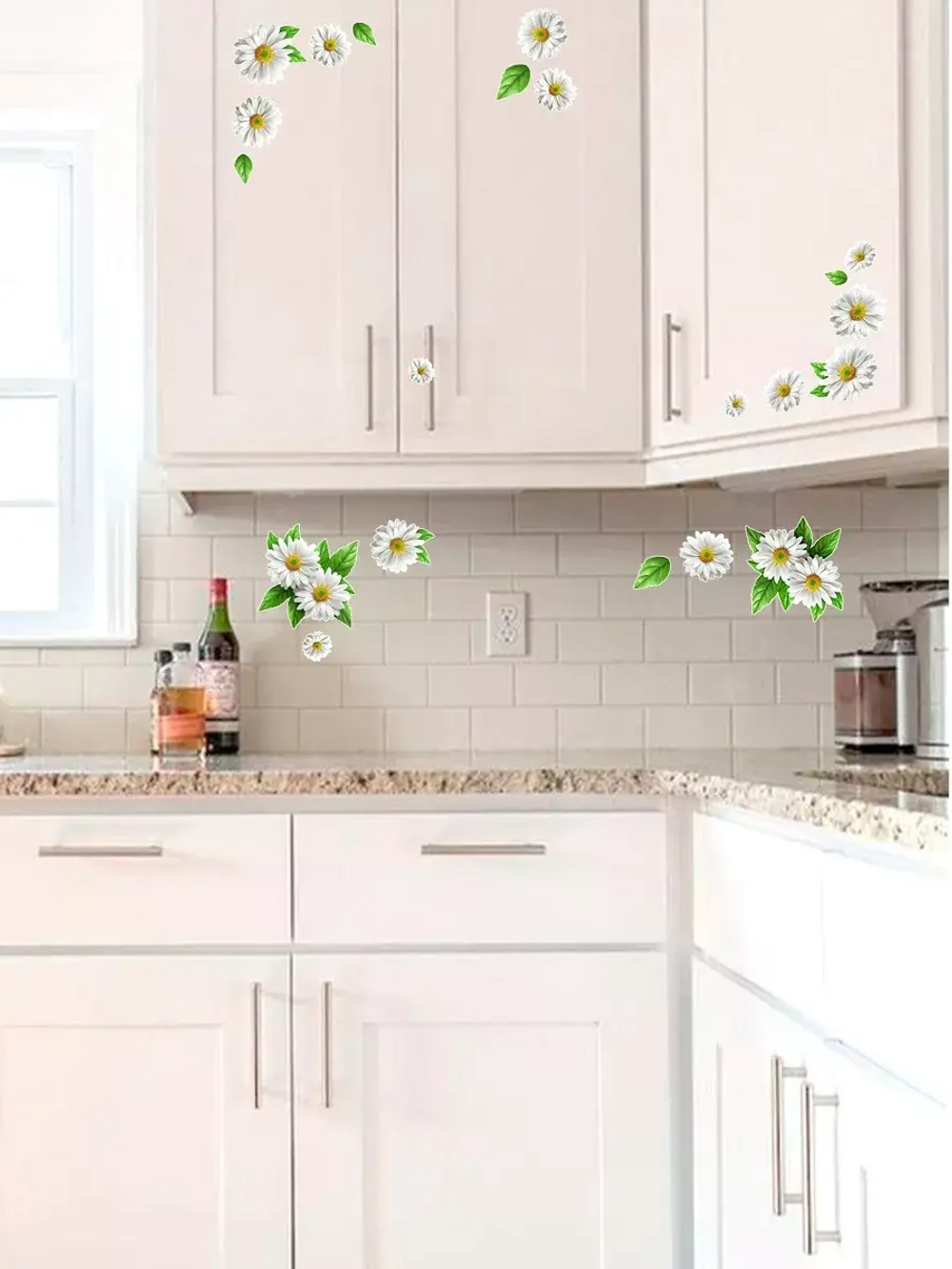 Наклейки интерьерные Ромашки для дизайна и декора 1 лист