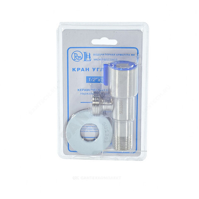 Кран нерж бытовой угловой с отражателем G1/2"х3/4" Ру10 НР переходной флажок керамическая кран-букса RM-L ATS-1234
