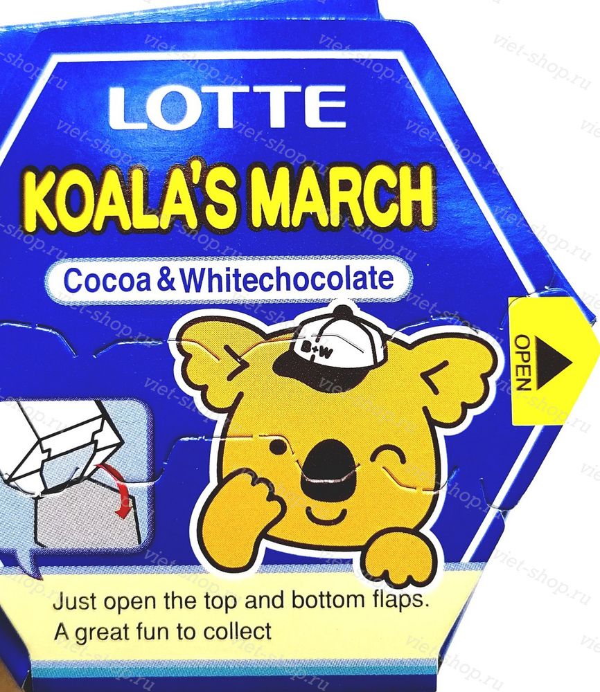 Печенье Koala&#39;s March Cocoa&amp;White Chocolate, Корея, 37 гр.