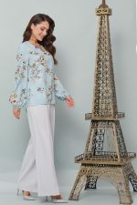 Блузка голубая с цветочным принтом DStrend (Акция)