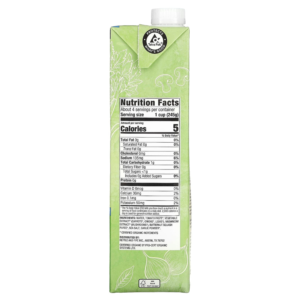 Kettle & Fire, овощной бульон, 907 г (32 унции)