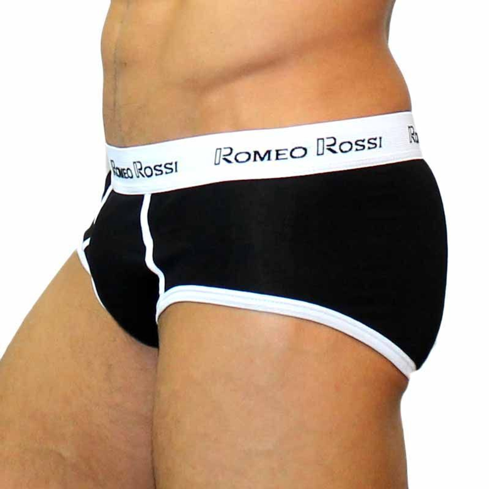 Мужские трусы-брифы с низкой посадкой и контрастной белой резинкой (Размер: M) (Цвет: белый)