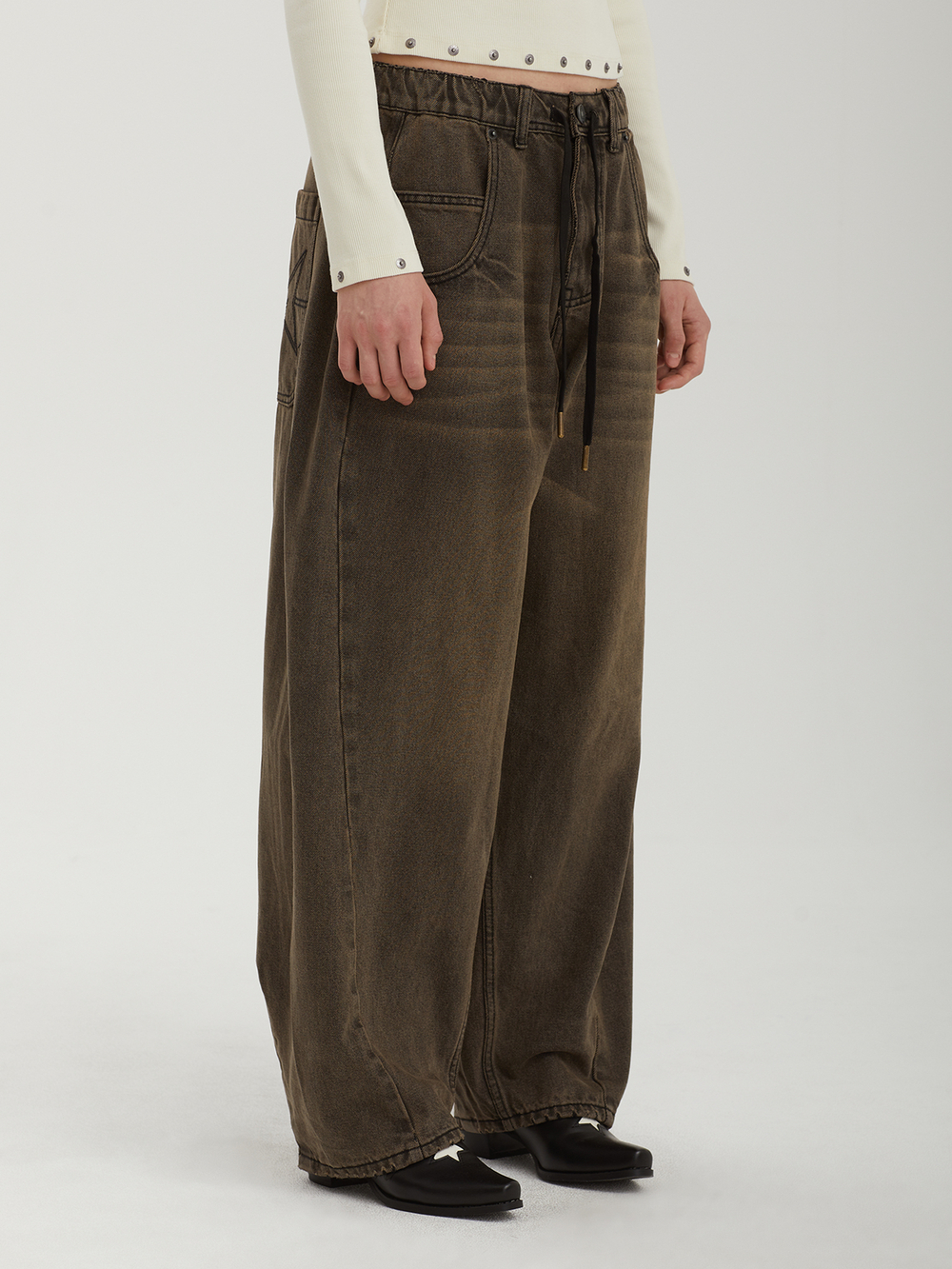 Женские Джинсы Washed Brown Elasticated Balloon
