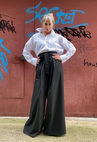 Палаццо /черный /жаккард