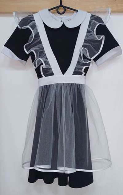 Фартук школьный белый фатин для старшеклассницы размер 152 158 XS 40