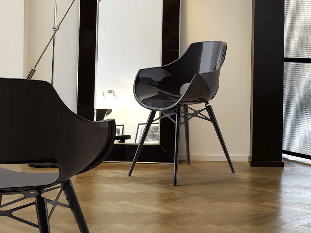 Кресло пластиковое Papatya Opal Wox Beech, венге, черный