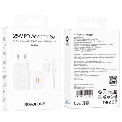 Зарядное устройство Borofone PD 25W + QC3.0 Для Lightning BA82A (white)